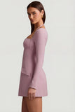Pinstripe Structured A Line Mini Dress in Mauve