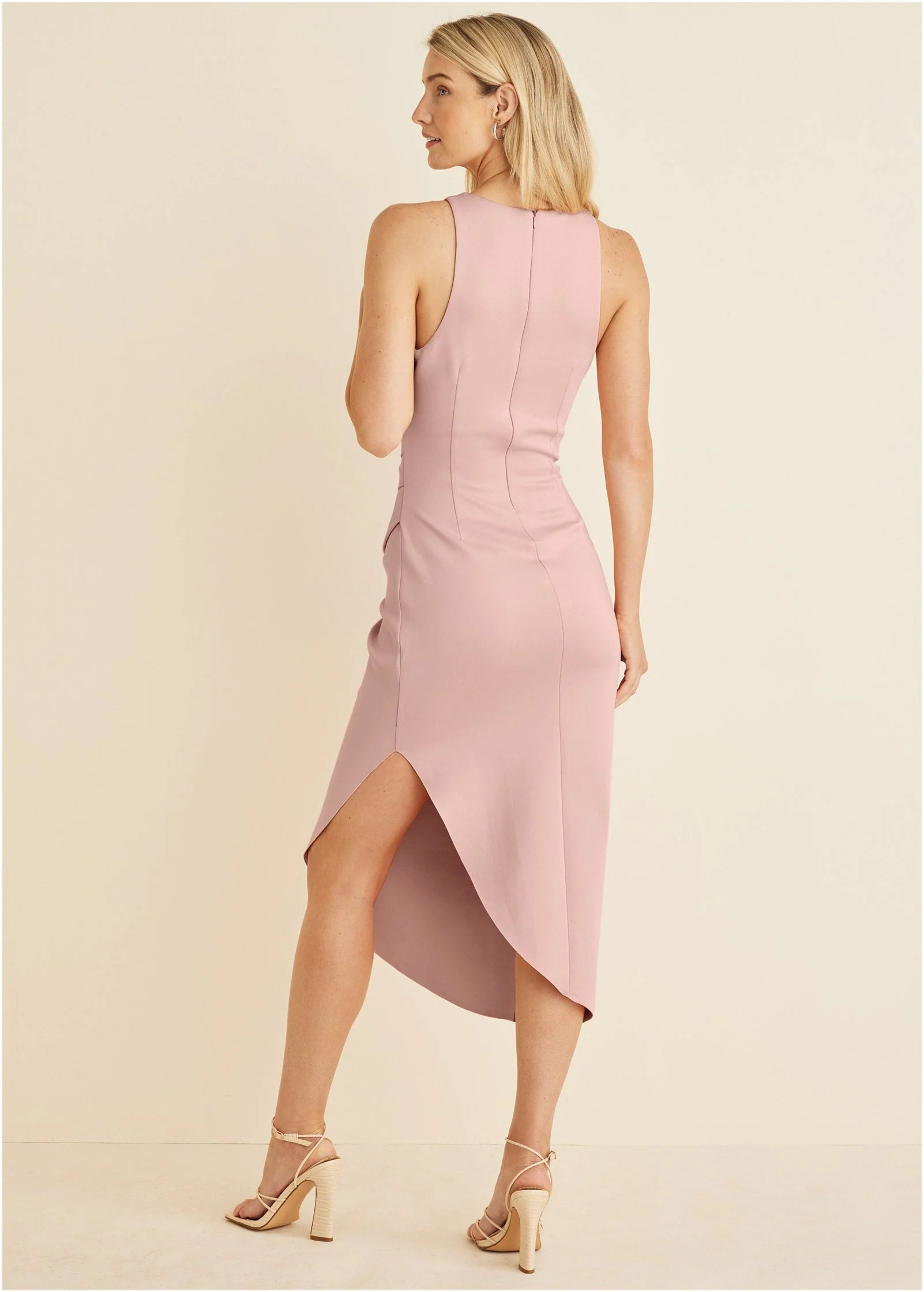 Ruched Bodycon Dress Peach