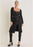 Sequin Velvet Maxi Top Jet Black