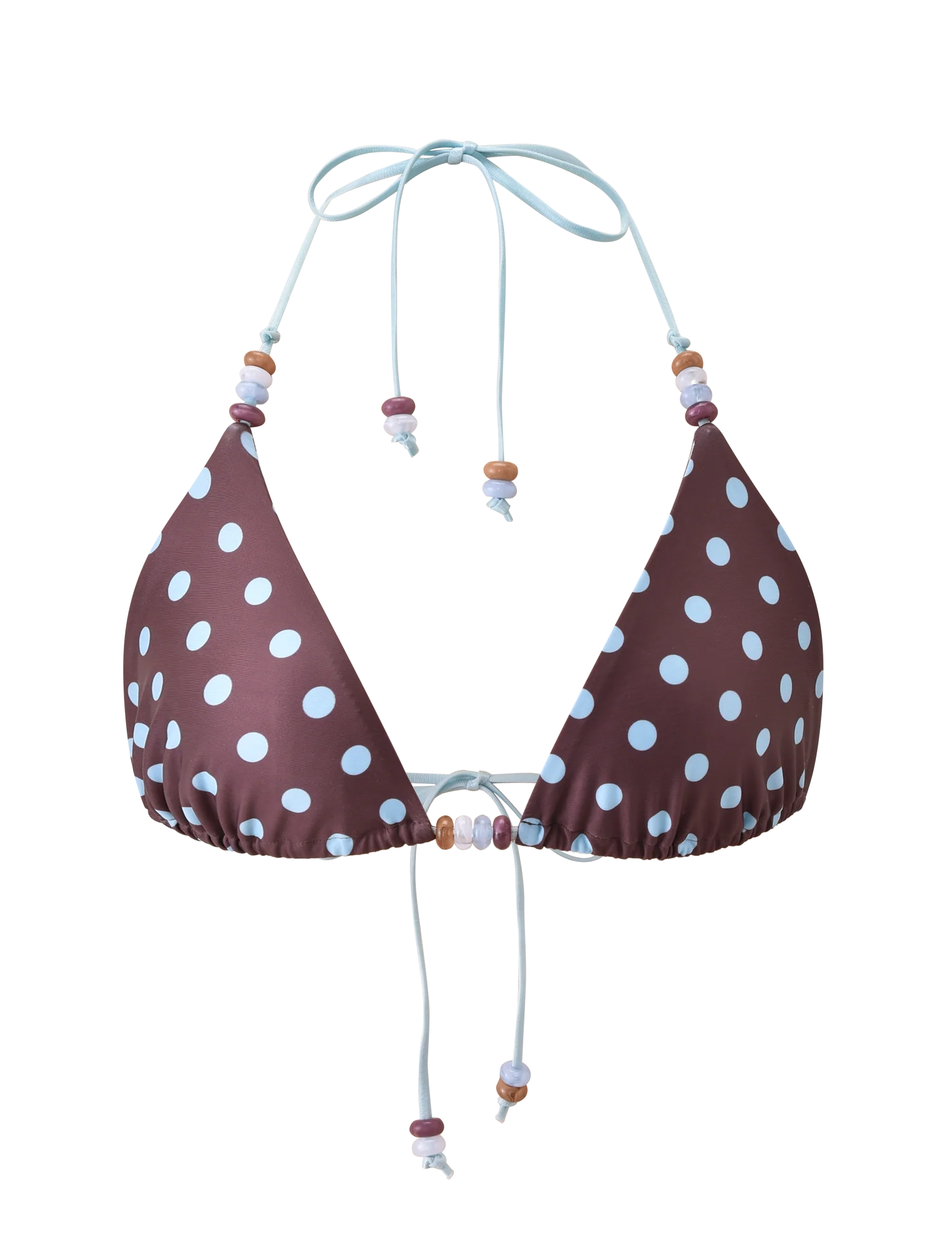 FINLEA BIKINI TOP BROWN AND BLUE POLKA DOT