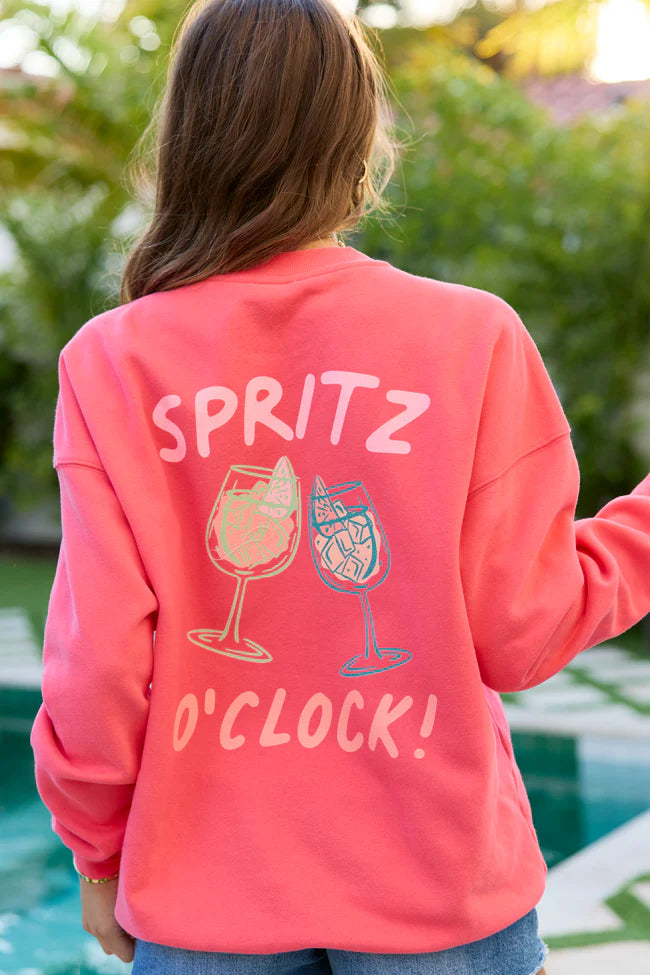 Cin Cin Light Red Graphic Sweatshirt