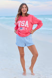 Athletic USA Flag Light Red Graphic Sweatshirt