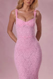 Lace Sweetheart Neck Gown in Blush Pink