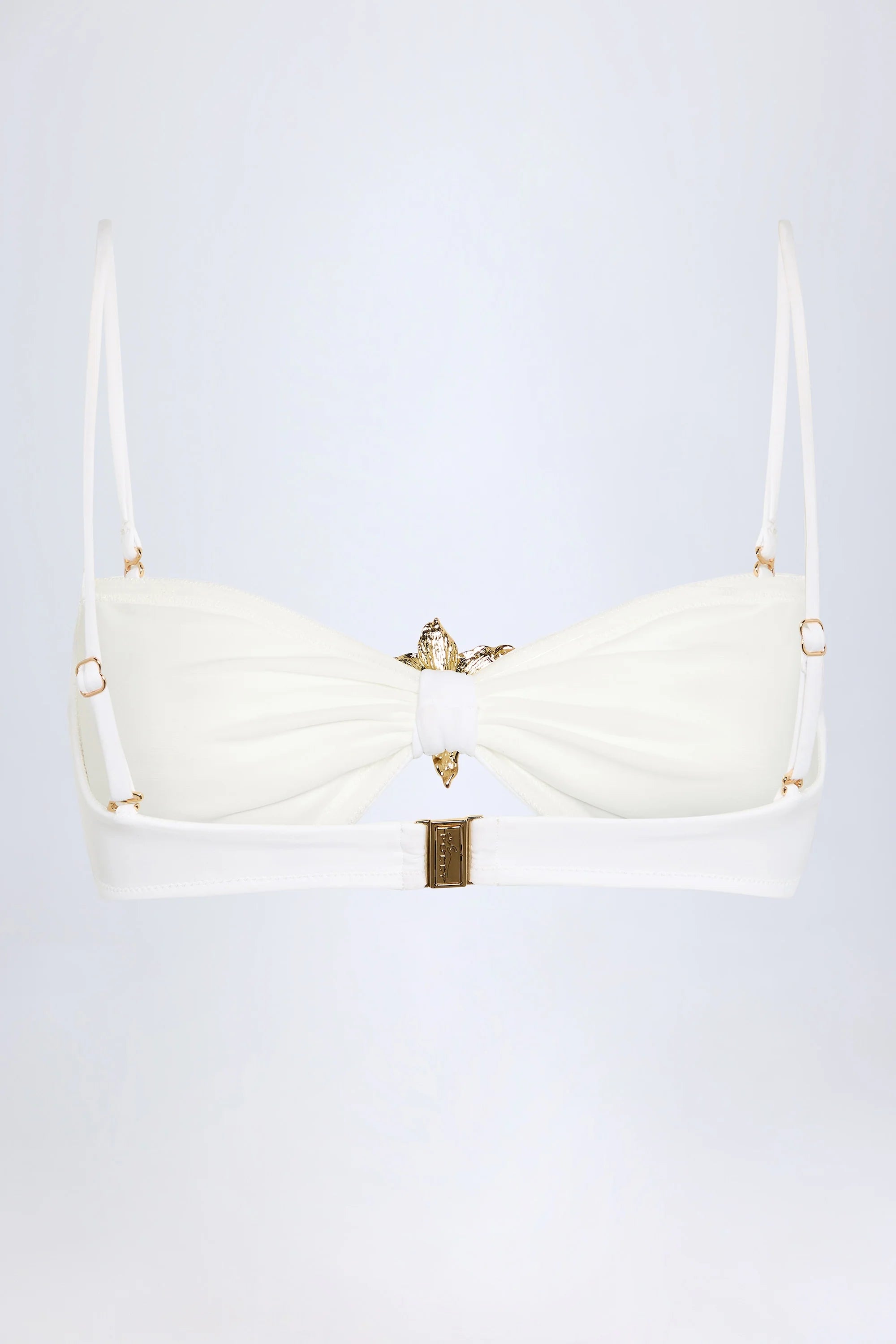 Hardware Detail Halterneck Bikini Top in White
