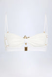 Hardware Detail Halterneck Bikini Top in White