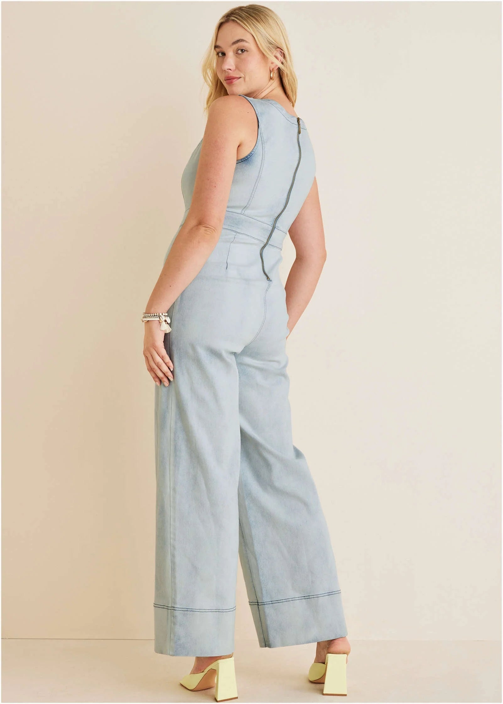 Stretch Denim Jumpsuit Light Wash