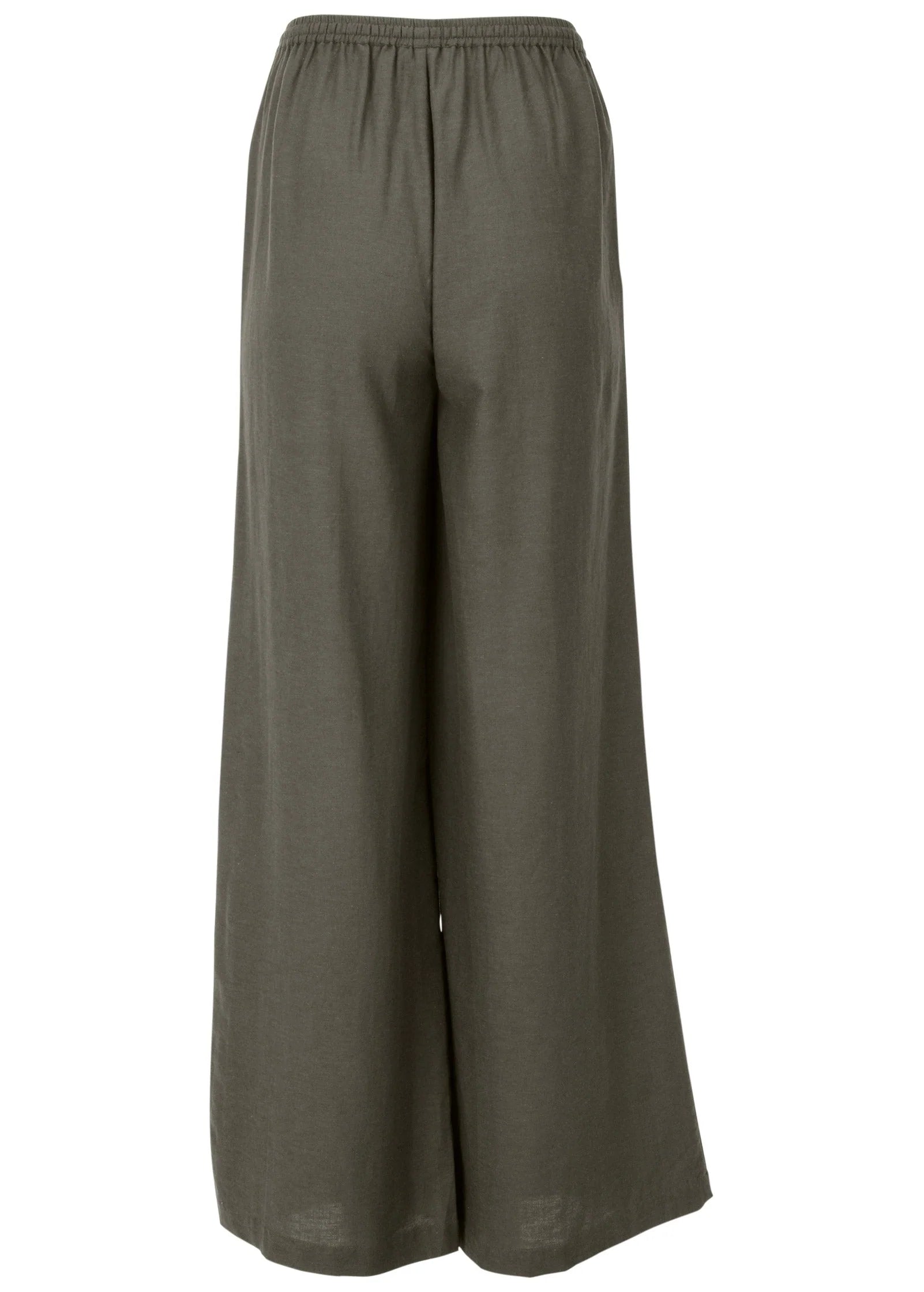 Linen Wide Leg Pants Olive