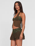 ADELINA MINI SKIRT GREEN KHAKI GREEN IVORY