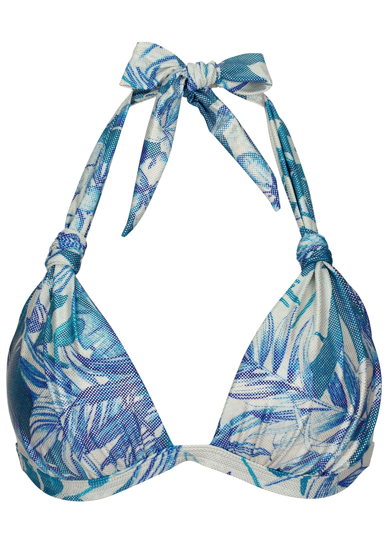 Shine Goddess Push Up Halter Top Denim Botanical