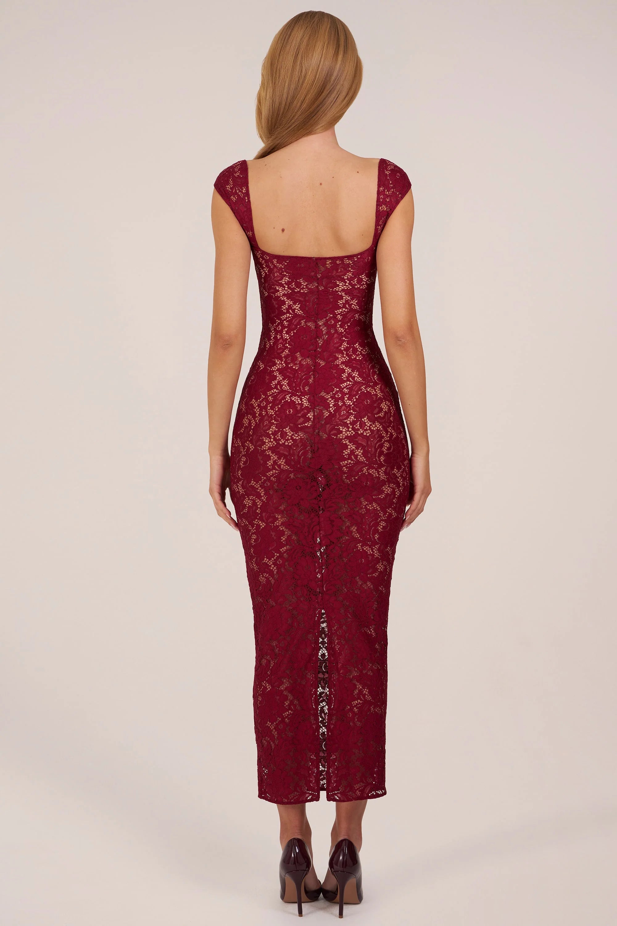 Sweetheart Neck Maxi Dress in Wine