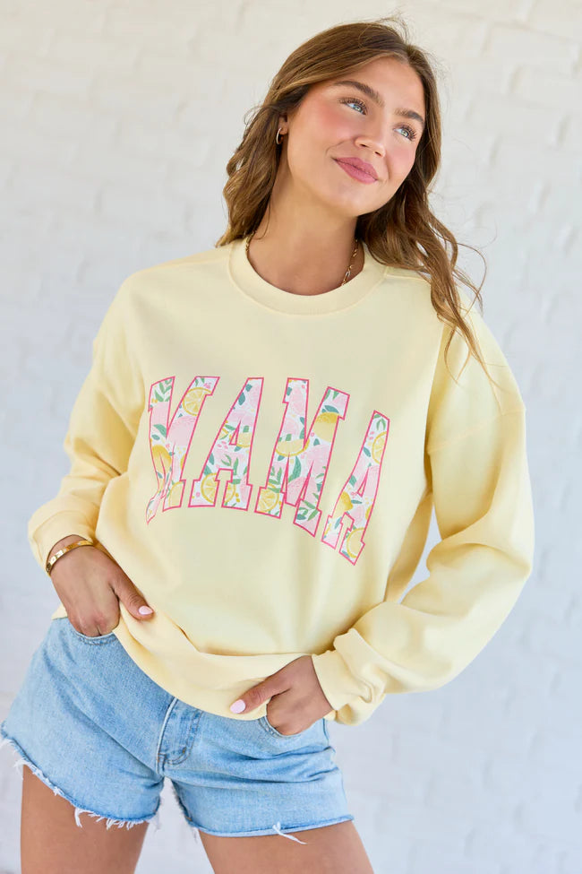 Mama Block Lemons Yellow Graphic Sweatshirt