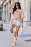 Raised On 90s Country Taupe Oversized Graphic Tee