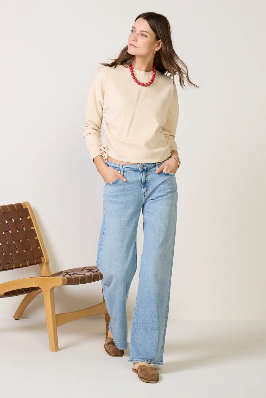 Dara Side Ruched Sweatshirt