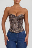 Lace Up Corset Top in Leopard Print