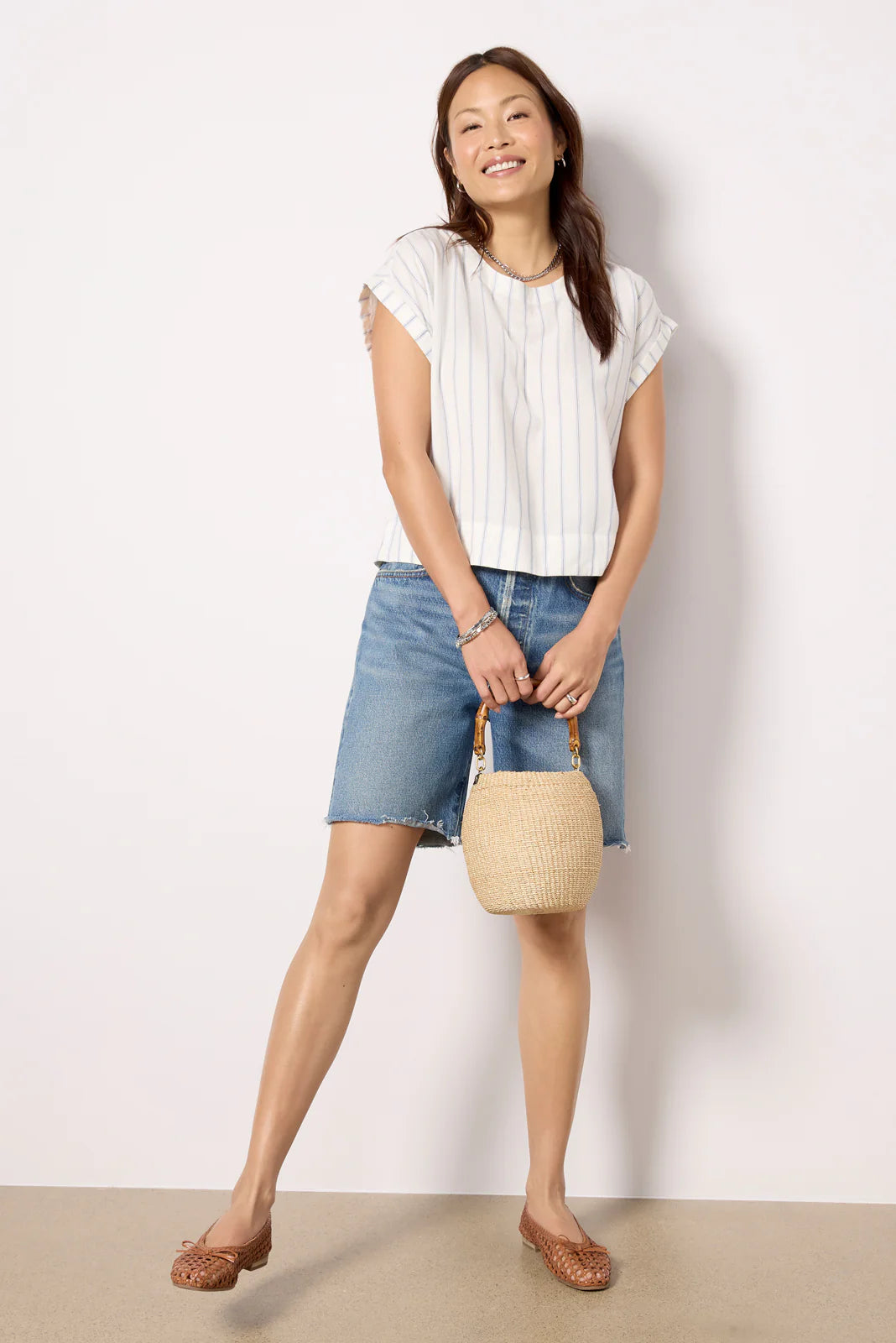 Button Back Stripe Top