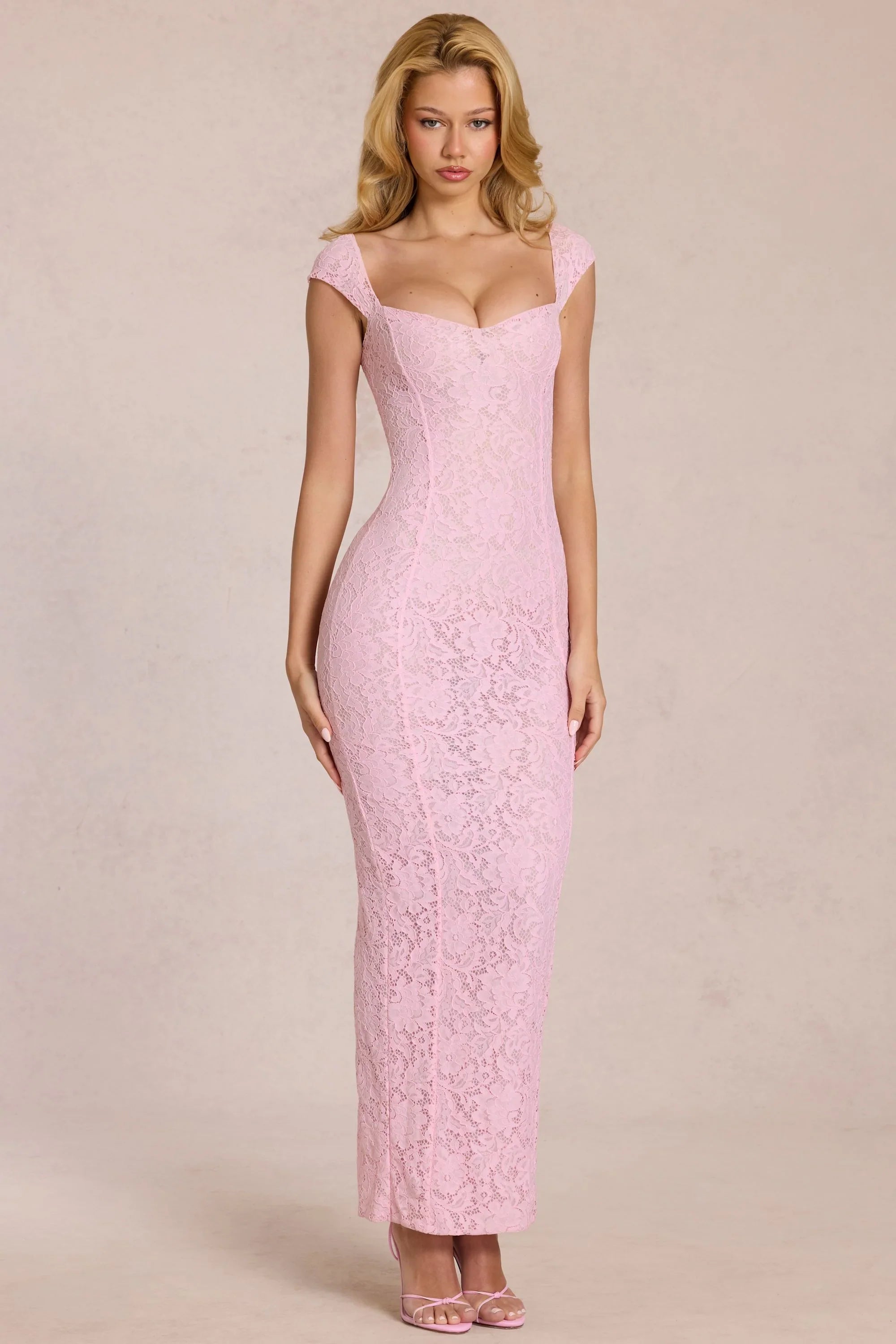 Sweetheart Neck Maxi Dress in Blossom Pink