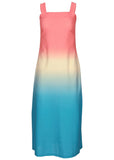 Linen Grommet Detail Midi Pink Blue Dip Dye