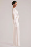 Long Sleeve Draped Maxi Dress in Vanilla