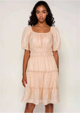 Tiered A Line Dress Pink