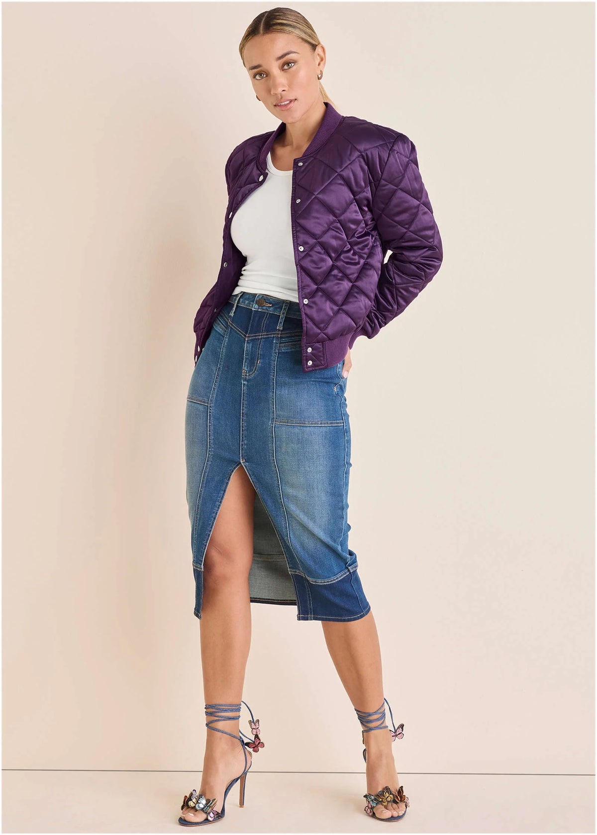 Denim Midi Skirt Medium Dark Wash