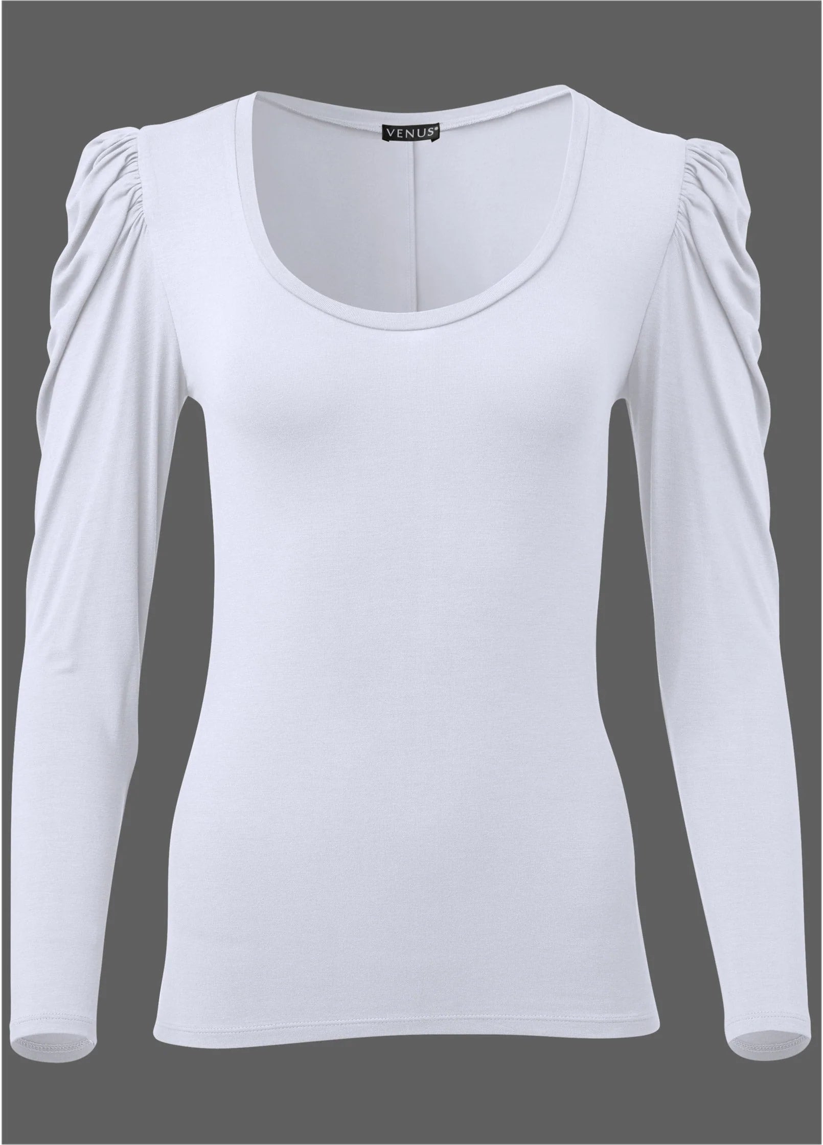 Puff Shoulder Long Sleeve Top White