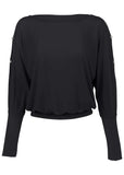 Bling Cold Shoulder Blouse Jet Black