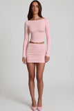 Modal Boat Neck Long Sleeve Top in Pink