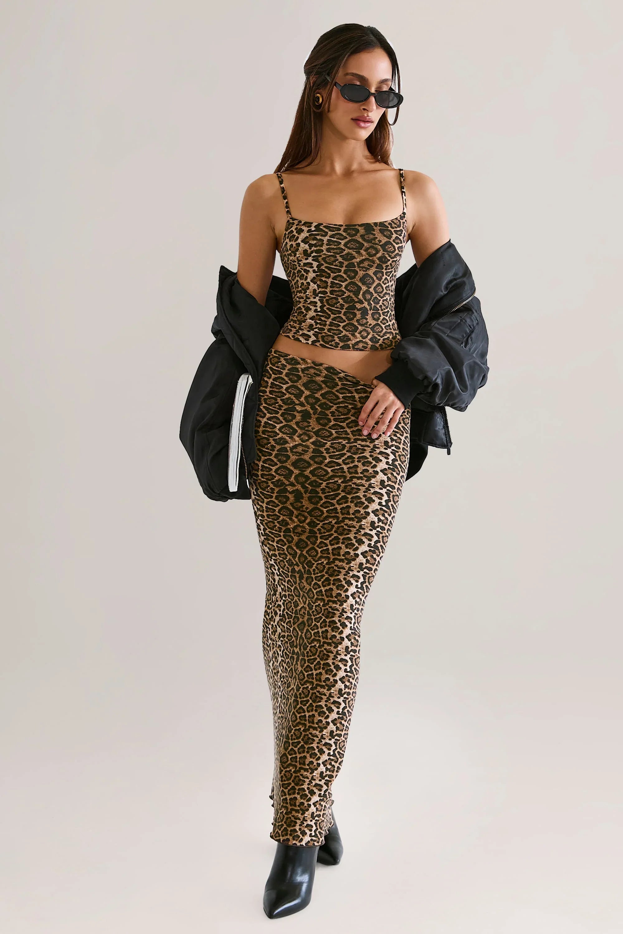 Modal Scoop Neck Tank Top in Leopard Print