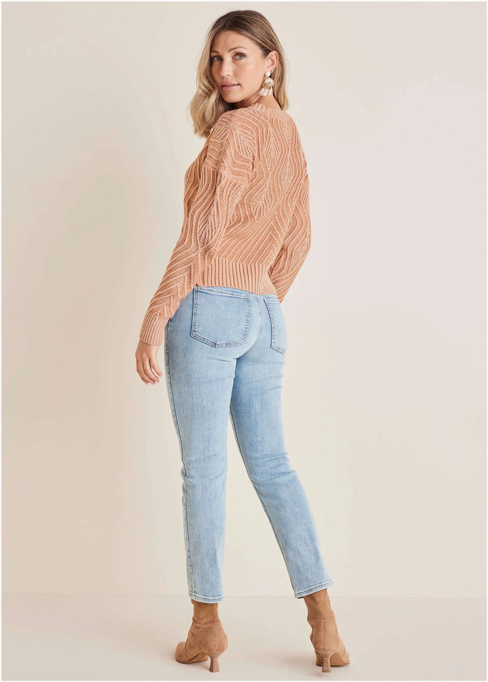 Stitch Interest Sweater Muted Clay