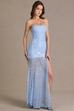Embellished Lace Corset Gown in Sky Blue