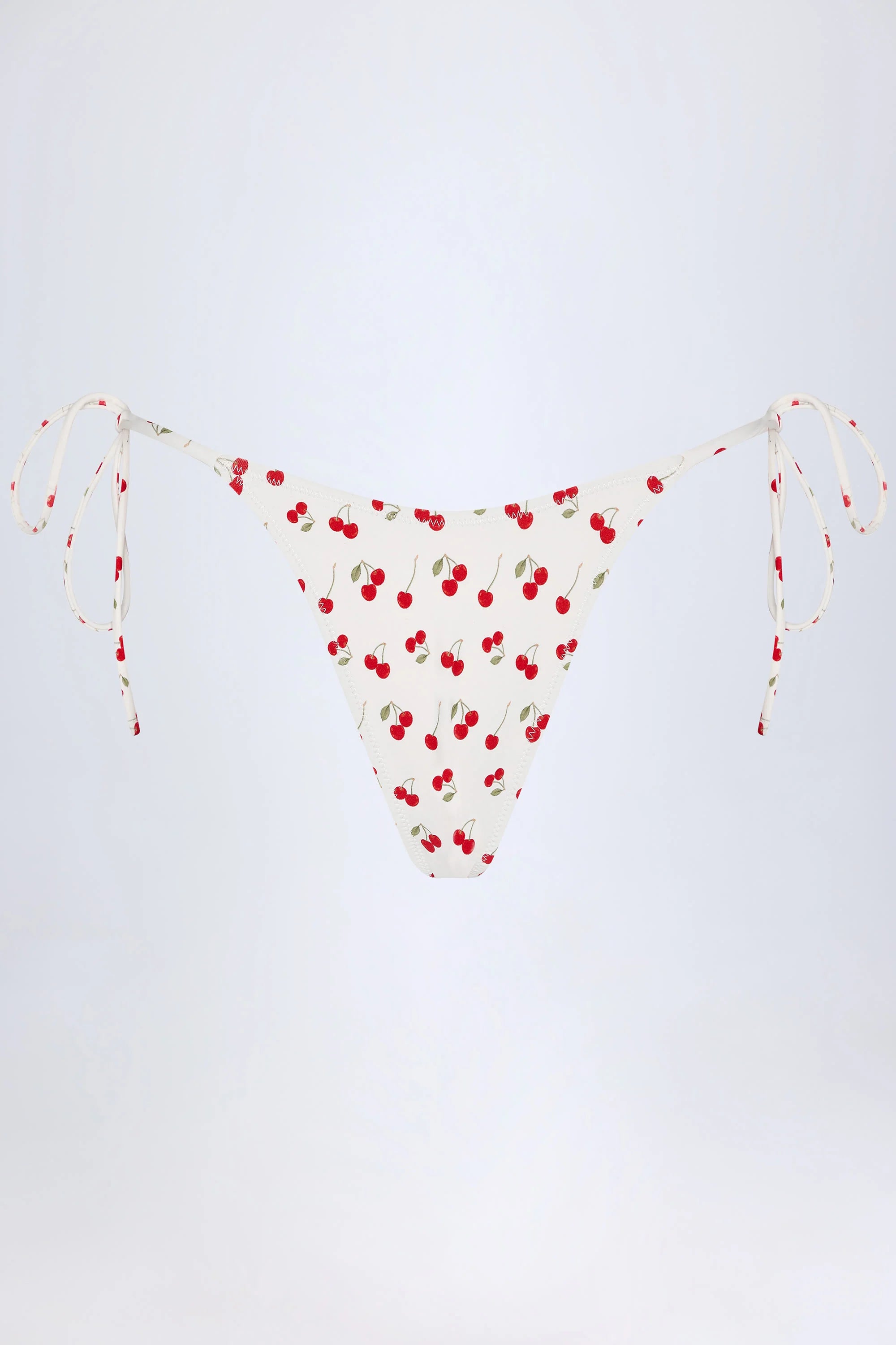 Side Tie Cheeky Bikini Bottoms in Cherry Print