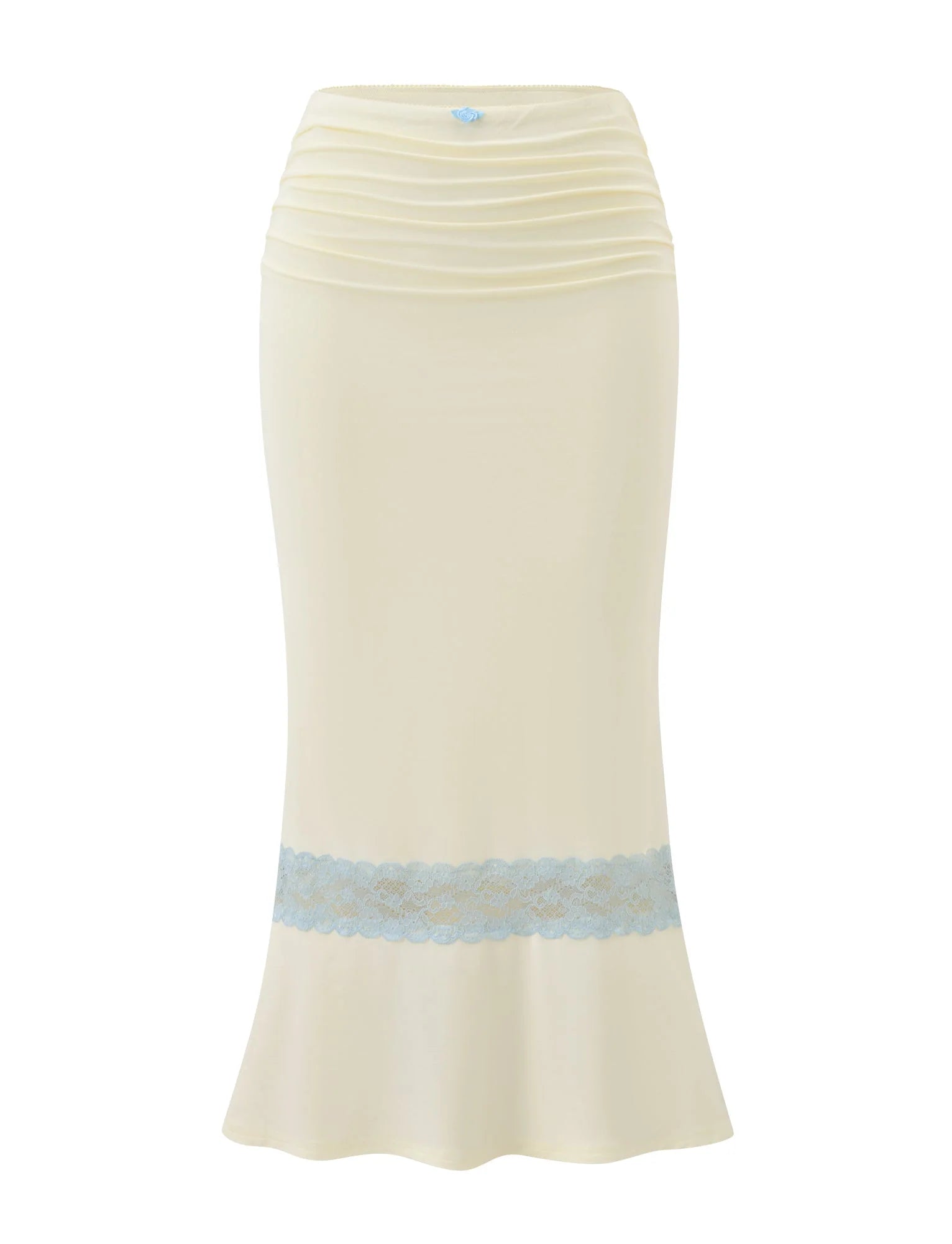 CALINA LACE PANEL MIDI SKIRT CREAM