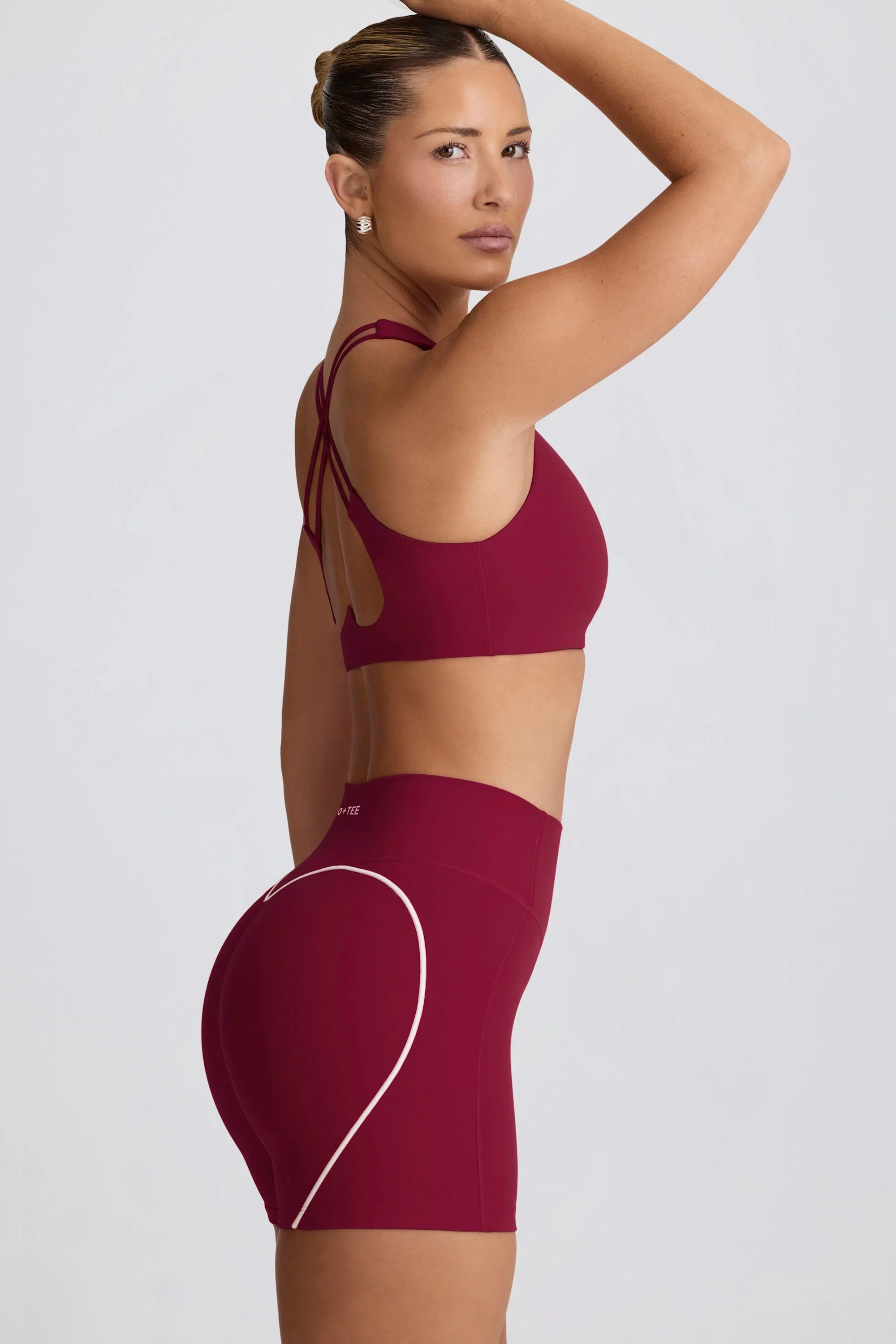 Soft Active V Neck Sports Bra in Burgundy