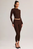 Modal Mid Rise Cropped Leggings in Chocolate Brown