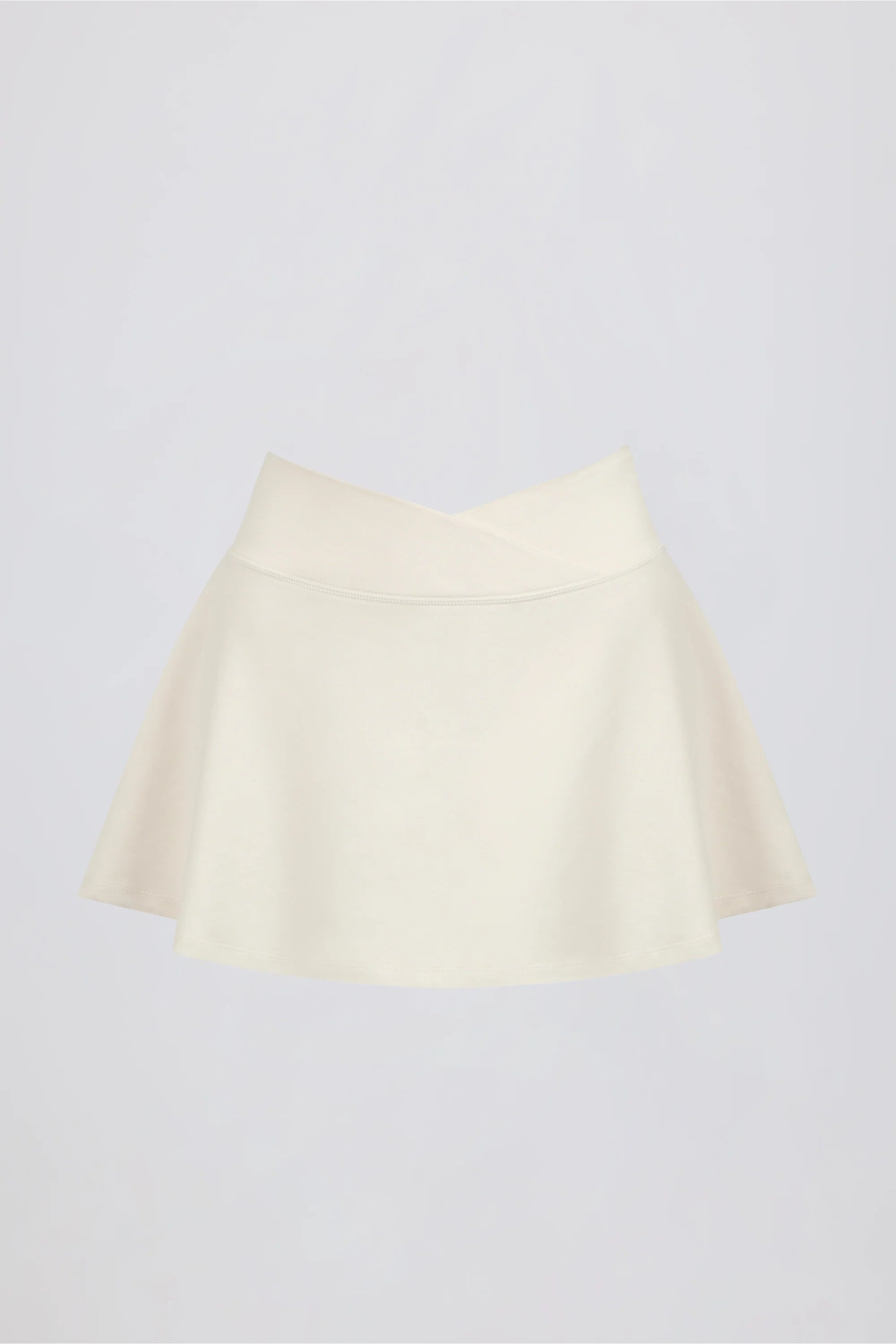 Brushed Jersey Crossover Mini Skort in Vanilla