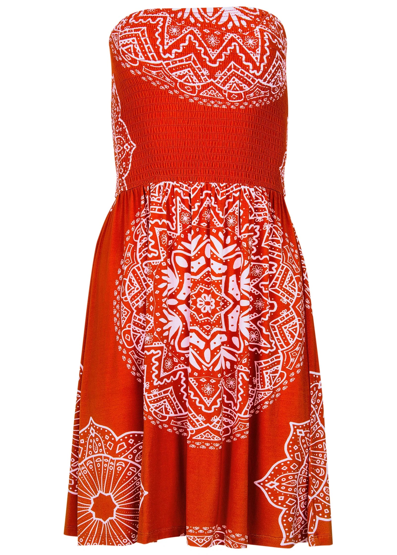 Convertible Cover Up Dress Ornate Medallion Clay