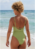 Strappy Tulum High Leg One Piece Mosstone
