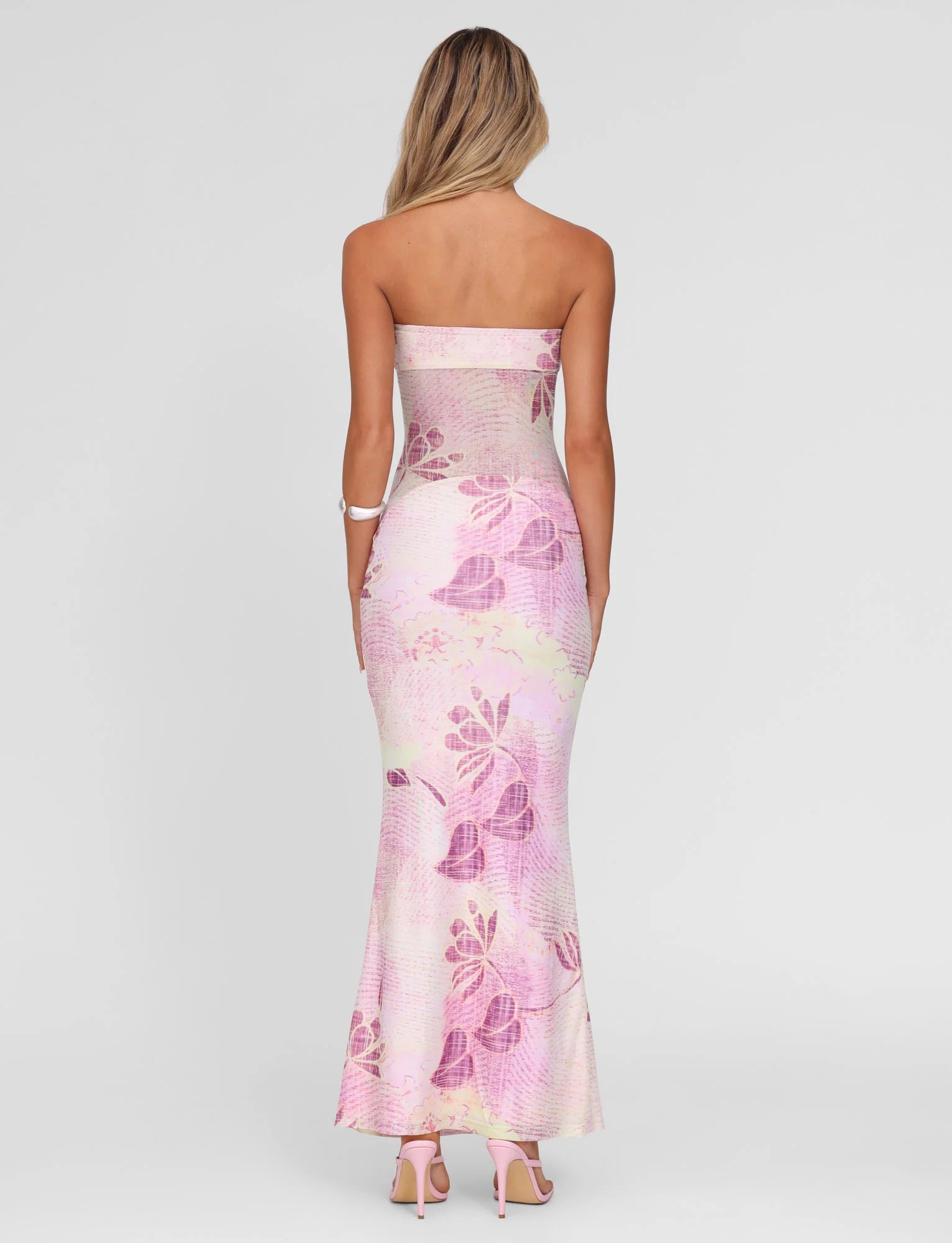 MORGAN MESH DRESS GRUNGE FLORAL MAGENTA
