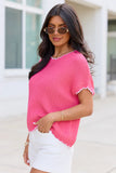 Lenny Pink Scallop Trim Sweater Tee