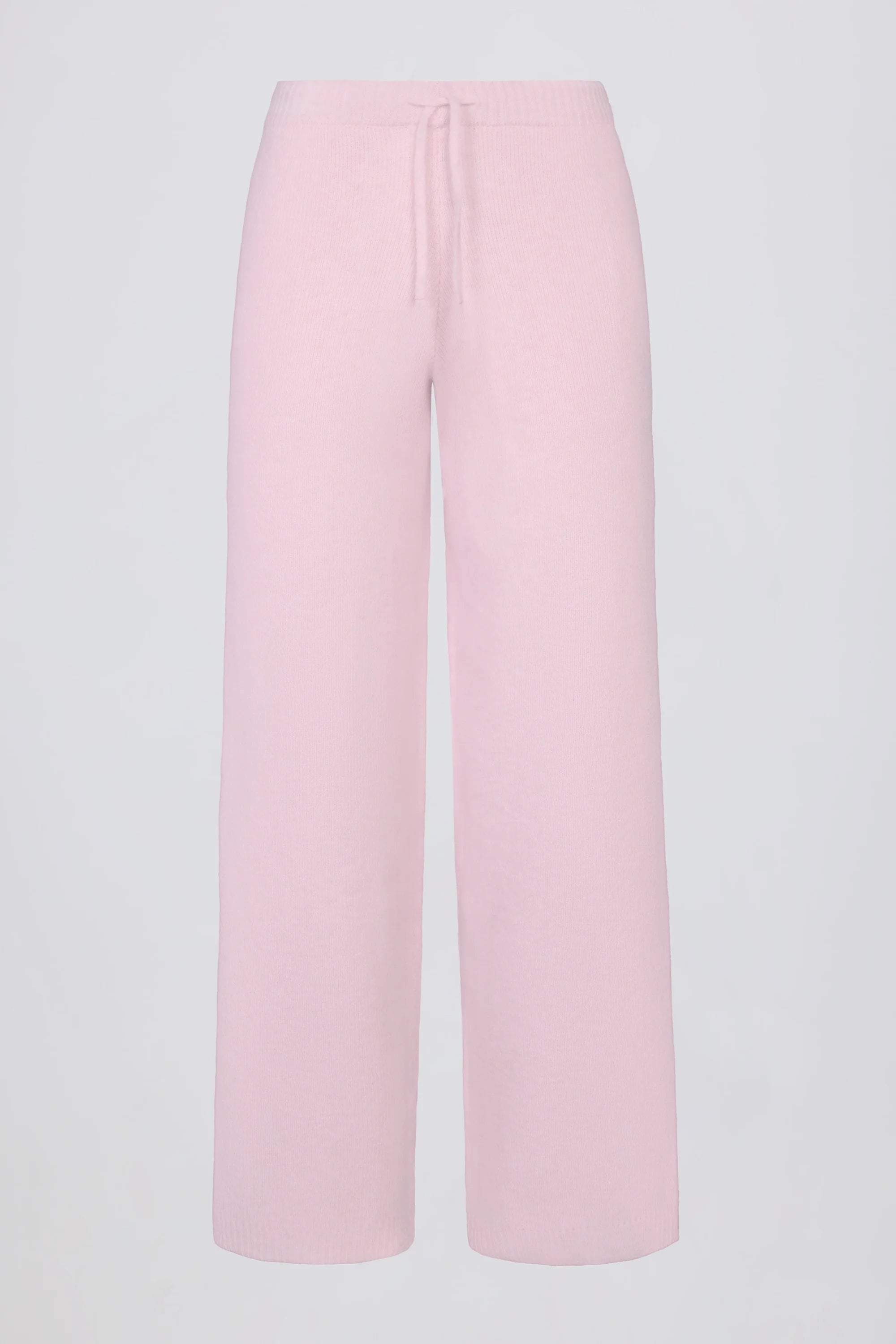 Knit Mid Rise Wide Leg Joggers in Soft Pink