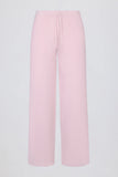 Knit Mid Rise Wide Leg Joggers in Soft Pink