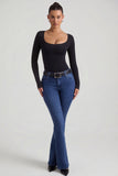 High Rise Flared Jeans in Indigo Wash