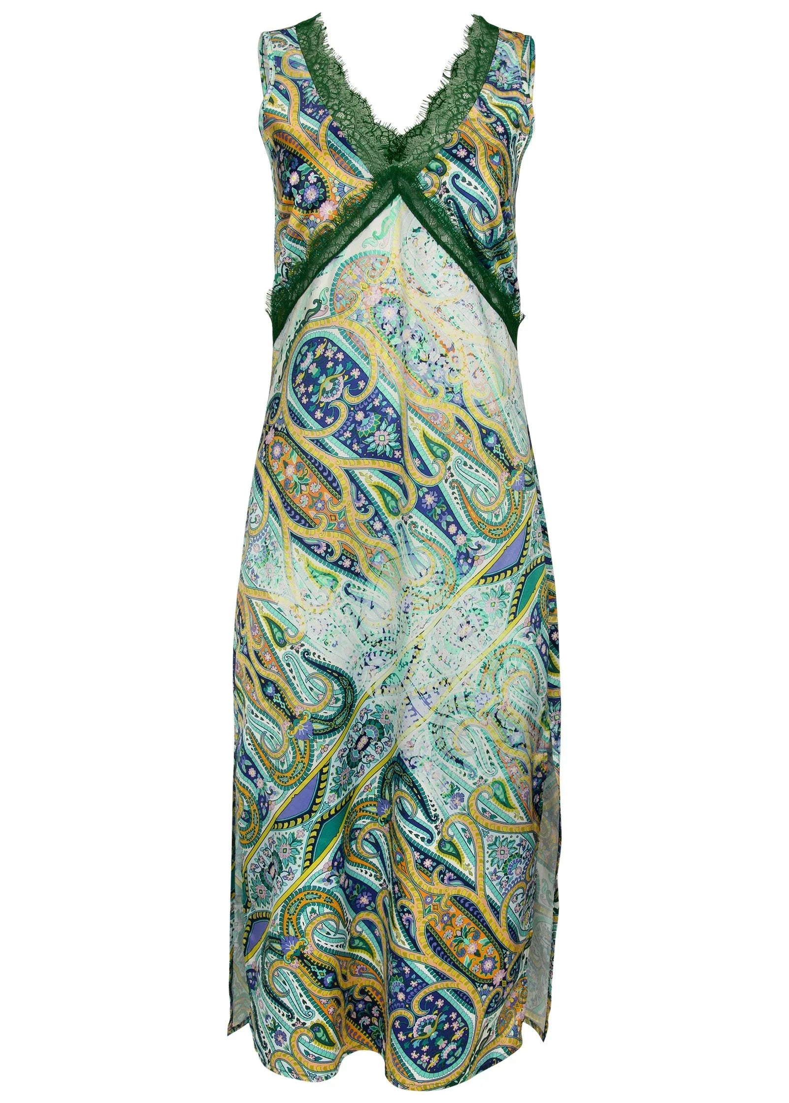 Lace Trim Midi Dress Ethereal Paisley