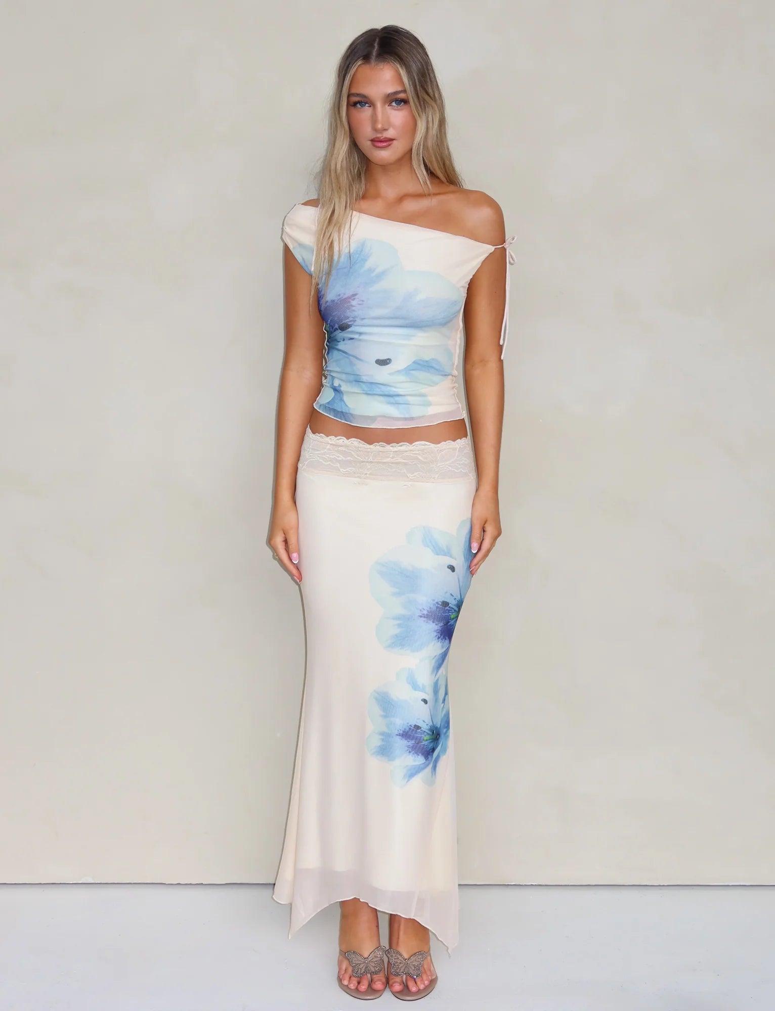 LILLIAN SKIRT WHITE CREAM FLORAL