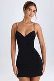 Strap Detail Halterneck Mini Dress in Black
