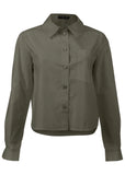 Cropped Button Down Olive