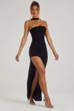 Embellished Bandeau Maxi Dress in Black