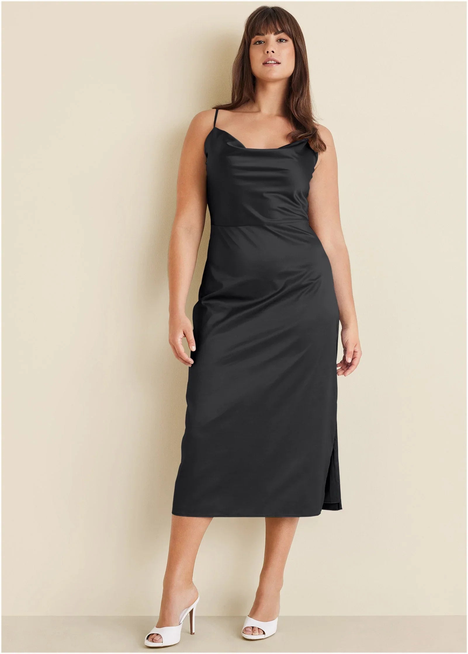 Cowl Neck Slip Dress Jet Black