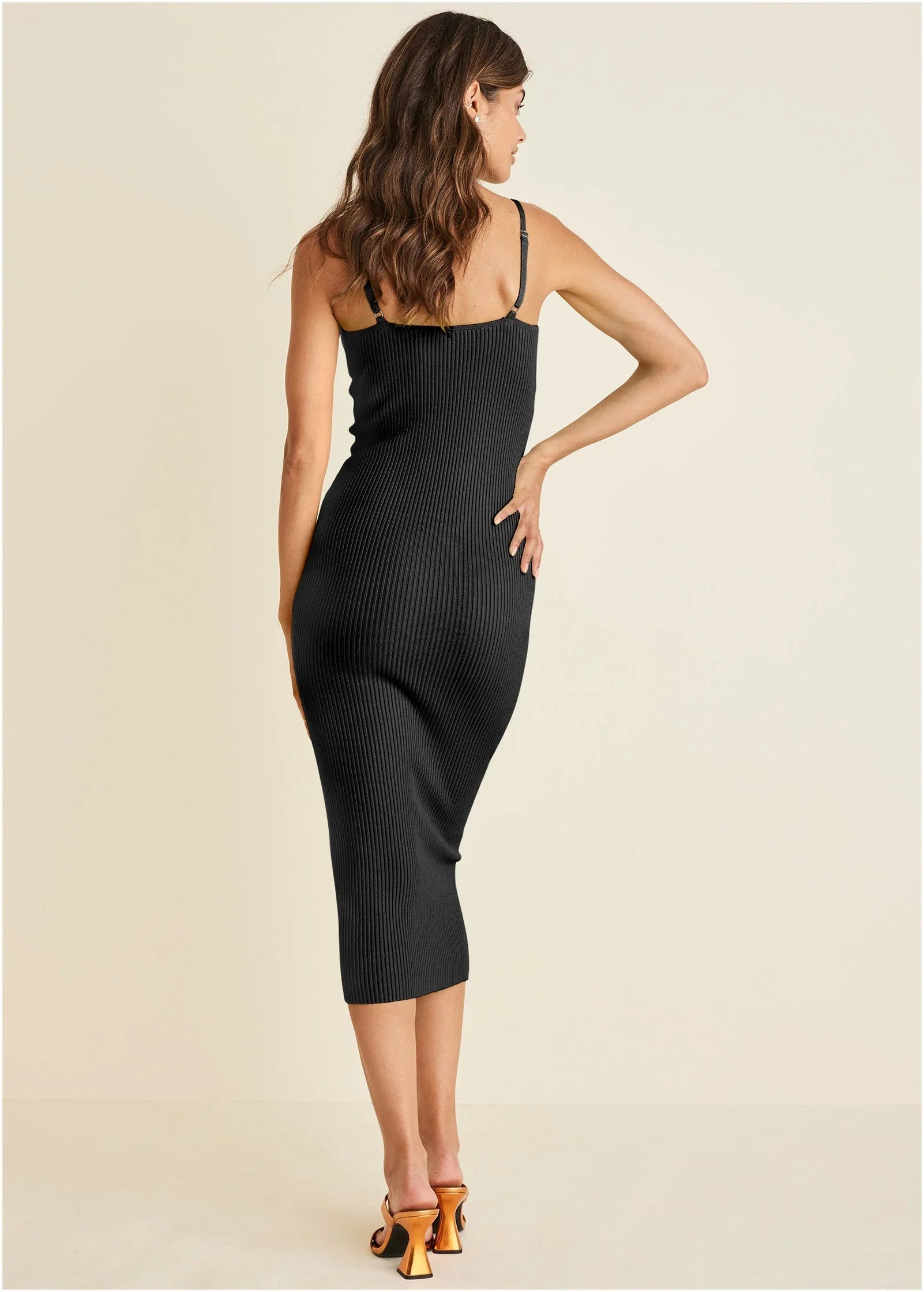 Strappy Midi Dress Jet Black