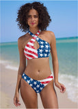 Cross Halter Bikini Top American Beauty